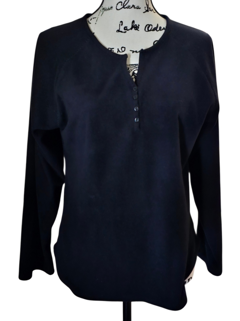 Axcess Black Long-Sleeve Henley Top
